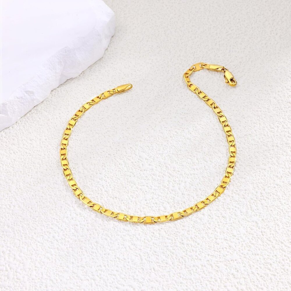 Women’s Gold Plated Copper Anklet 10 Inch Waterproof Dainty Jewelry - Picture 8 of 9